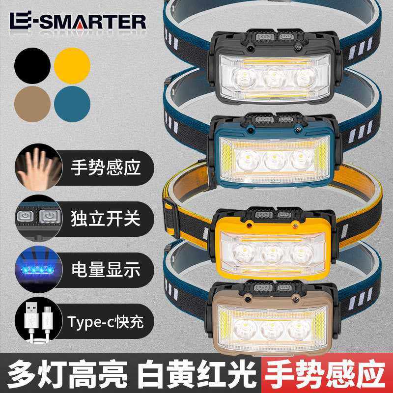 新款LED迷你多功能挥手感应头戴灯COB户外探险钓鱼强光头灯,户外/登山/野营/旅行用品,头灯,淘宝优惠券,粉丝福利购,淘宝优惠卷