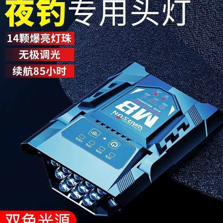 沃尔森M8夜钓头灯钓鱼专用感应充电强光帽夹灯长续航灯充电式