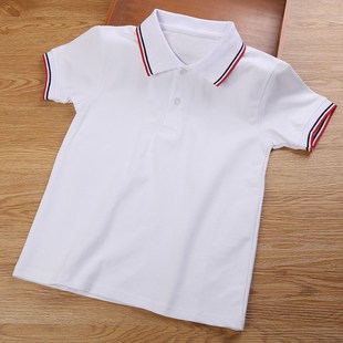 儿童短袖 T恤男i女童POLO衫 校服班服中小学生园服夏装 条纹宝宝上装