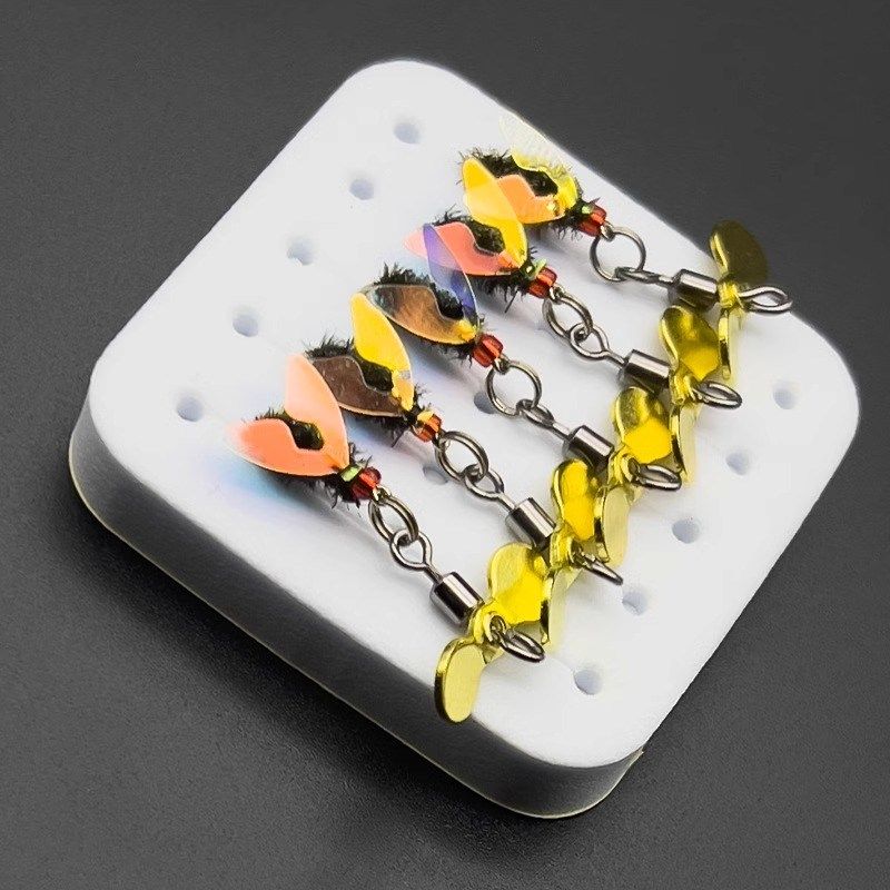 螺旋桨飞蝇钩旋转瓜子毒蚊亮片套E装加厚白条马口路亚拖拉机苍蝇