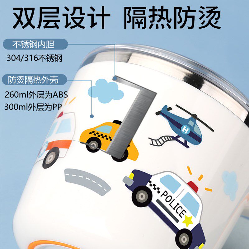 儿童水杯家c用304不锈钢专用杯防摔直饮喝水杯子带盖宝宝幼儿园男