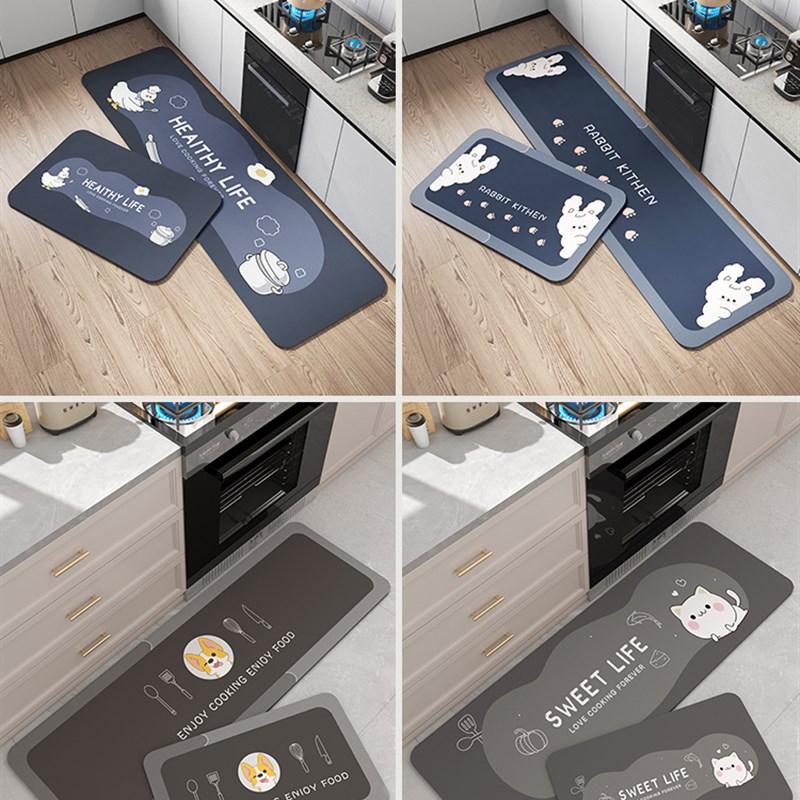 卡通厨房地垫防滑防油硅藻泥吸水垫家用新款免洗耐T脏脚垫长条地