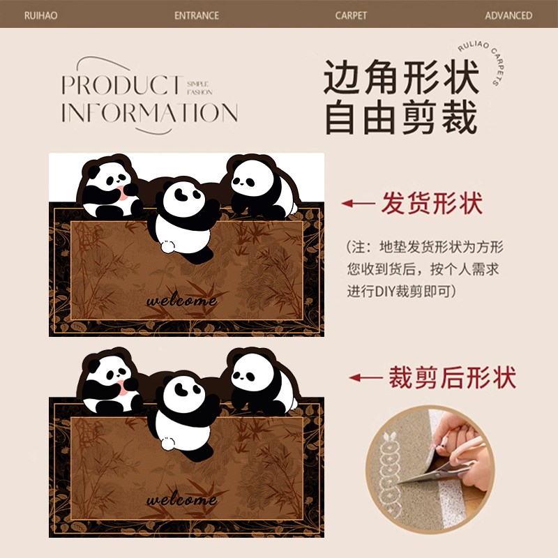 复古小狗入户门垫卡通美式v地垫大门口外防滑丝圈脚垫蹭脚换鞋地