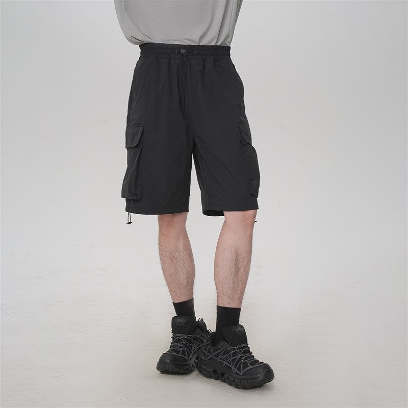 NNID防水工装短k裤男2025年夏季轻薄新款宽松休闲多口袋抽绳五分