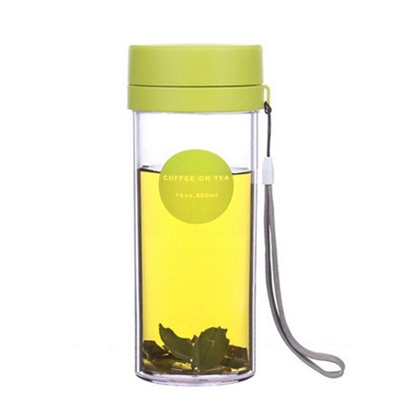 韩版简约女学生随手杯户外双层z塑料水杯便携带过滤网茶隔泡茶杯