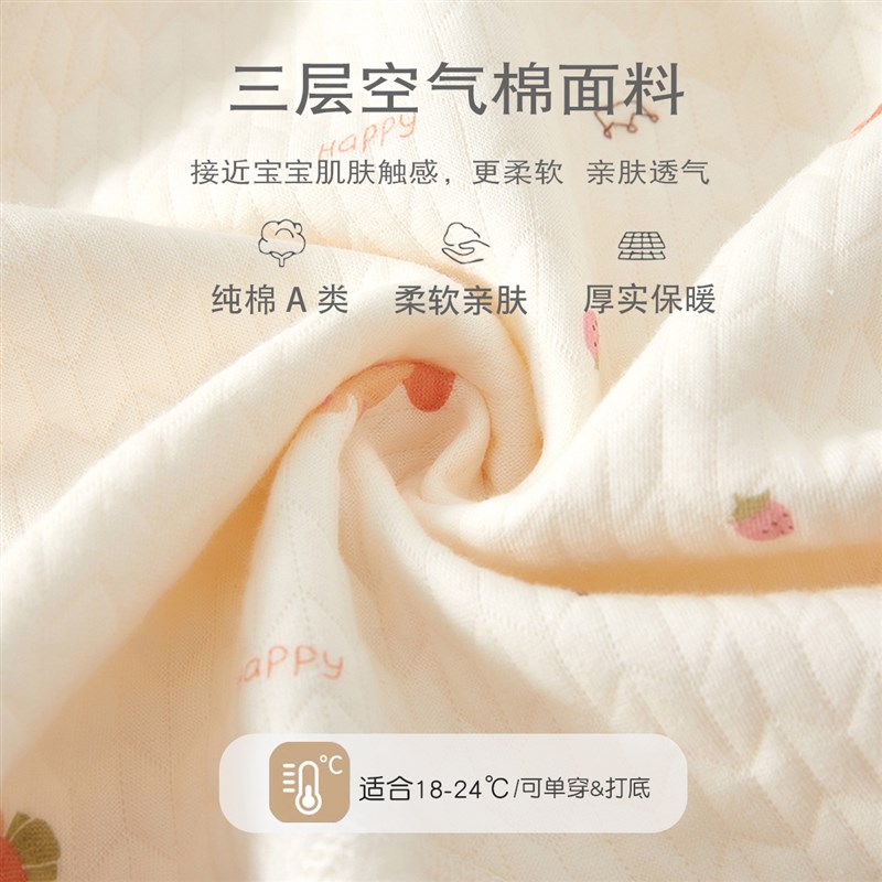 婴儿连体衣秋冬季a类纯棉保暖内衣新生儿睡衣6一12U月宝宝夹棉衣