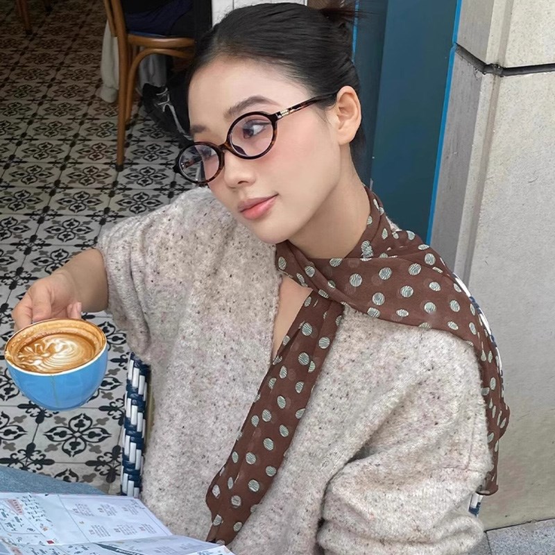 春夏韩系棕色波点丝巾高级百搭配饰C系脖女2025年新款时尚长条围