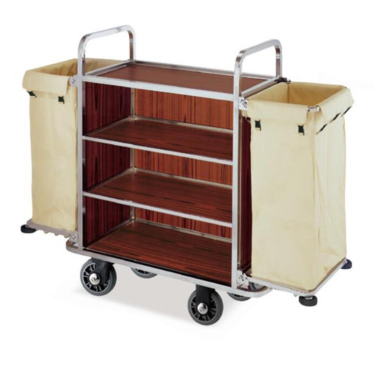 C-39酒店双边服务车不锈钢房口车布草车宾馆客房清洁移动手推车