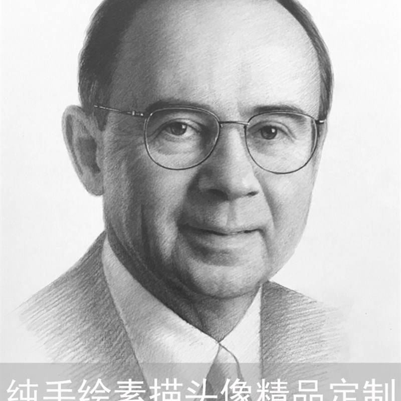 纯手绘高端代画素描头像炭画彩色铅笔E油画肖像画老人画像定制真