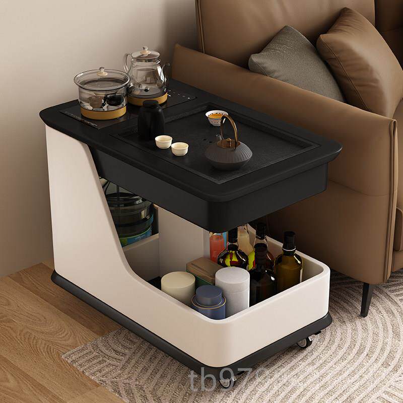 正品移动茶台级沙发边几推车茶桌实木阳台茶车烧水壶高一体全感客