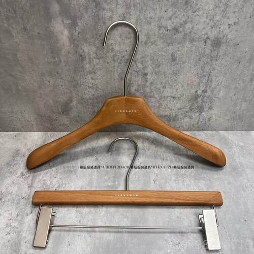 正品衣架服装店胡专用桃色手感漆橡衣木木高档防滑架女装实衣挂裤