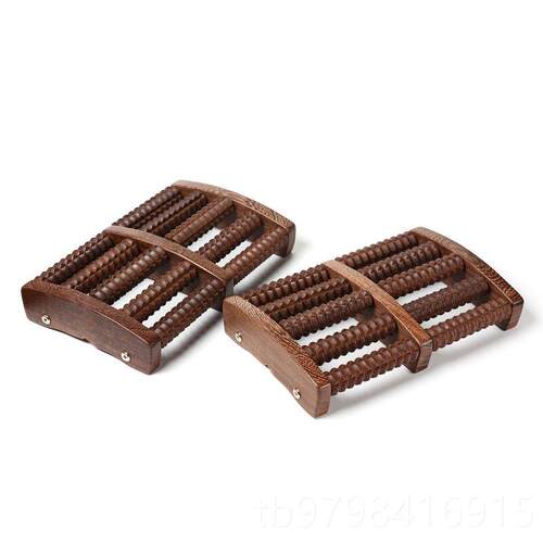 正品钢鸡翅木足按摩器足部滚轮式木底质款家用搓排足梁底脚实用包