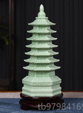 正品礼景德镇陶瓷器七层宝塔艺品摆饰家居厅电视柜装饰品办工公室