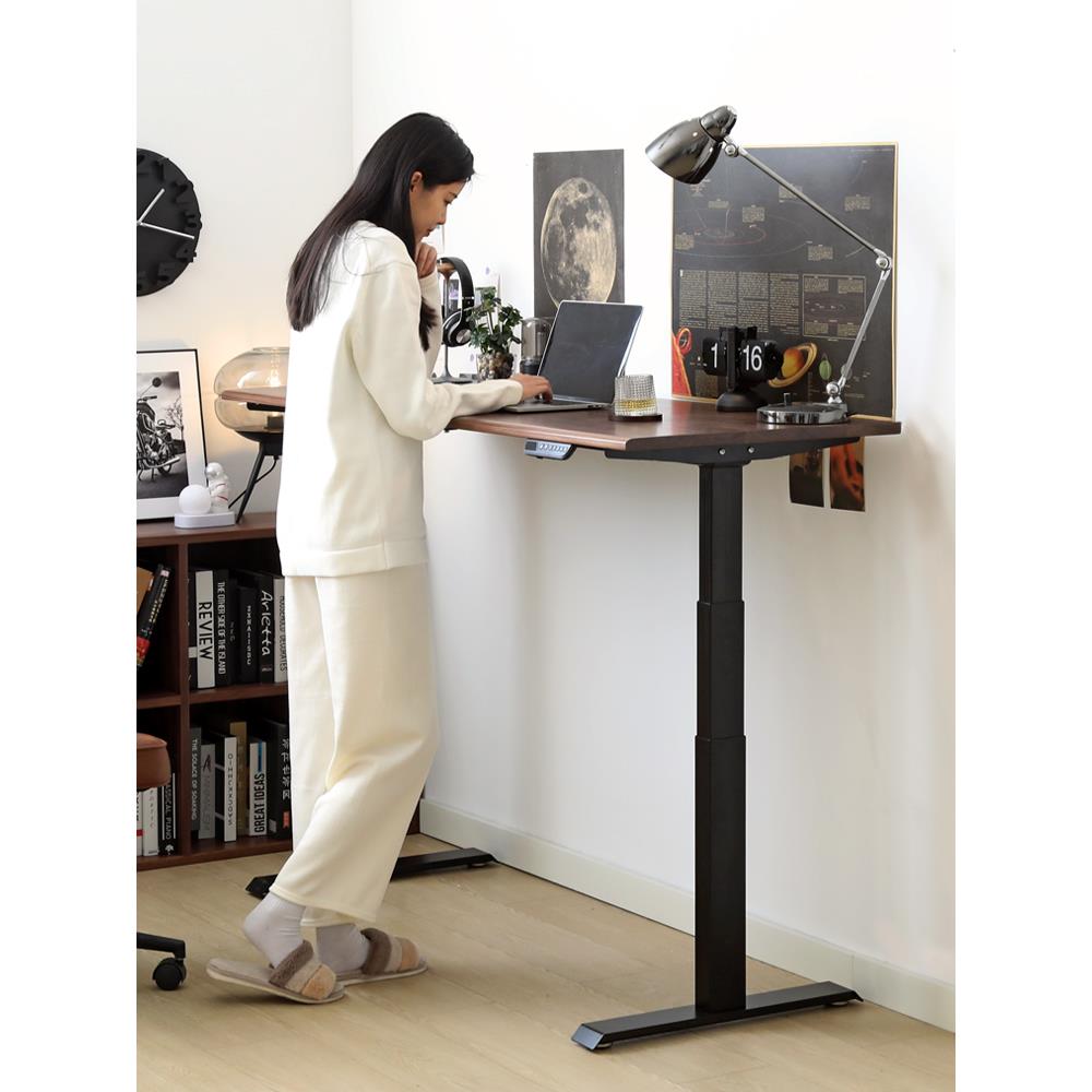 实木电动升降桌子北美黑胡桃木电脑桌智能樱桃家用学习可移动电竞