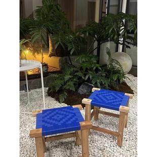 云南特色 傣家纯手工编织实木四方凳子 结实耐用 饭馆家用小方凳