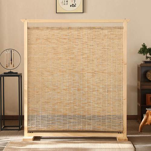 中式实木芦苇座屏屏风隔断玄关客厅卧室茶楼酒店餐厅办公室装饰