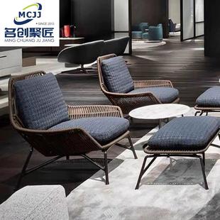 户外休闲椅阳台沙发茶几组合庭院藤椅脚踏阳光房花园酒店藤编家具
