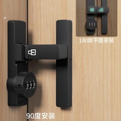 免打孔推拉门锁度9谷仓门厕所插销门栓卡扣移门锁扣密码锁锁门扣0
