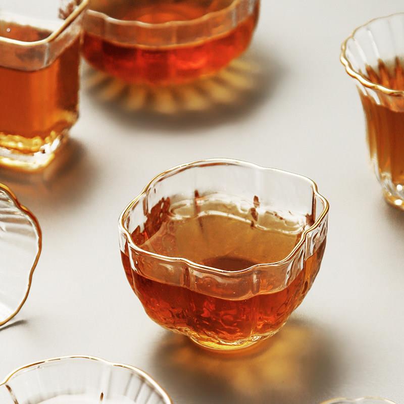 锤目纹玻璃品茗杯 日式隔热小茶杯 主人个人单杯茶道泡茶功夫茶具