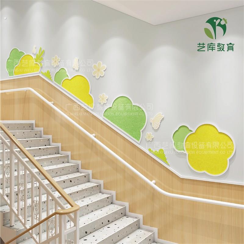 幼儿园楼梯文化墙面楼梯墙贴大厅走廊现代清新美几何简约毛毡装饰