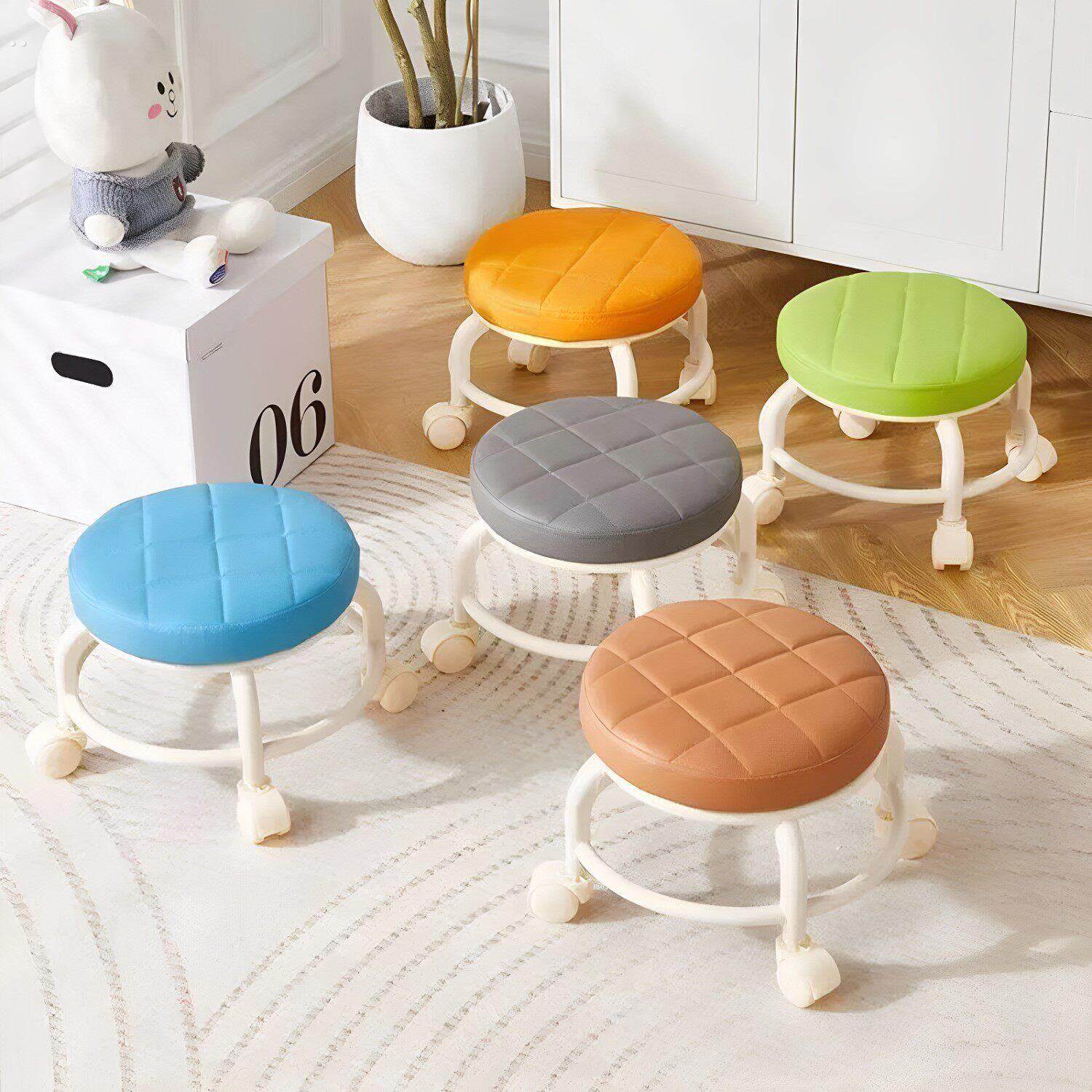 带轮子小凳子美缝轮滑矮凳带娃学步旋转椅子移动小凳子万向轮凳子