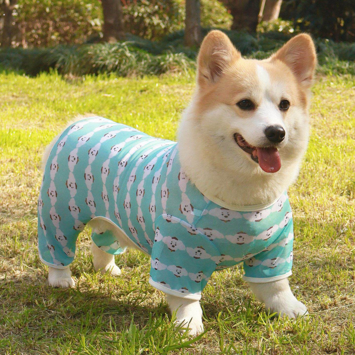 宠物四脚衣柯基柴犬春夏天凉凉狗狗衣服防掉毛防脏防晒家居服睡衣