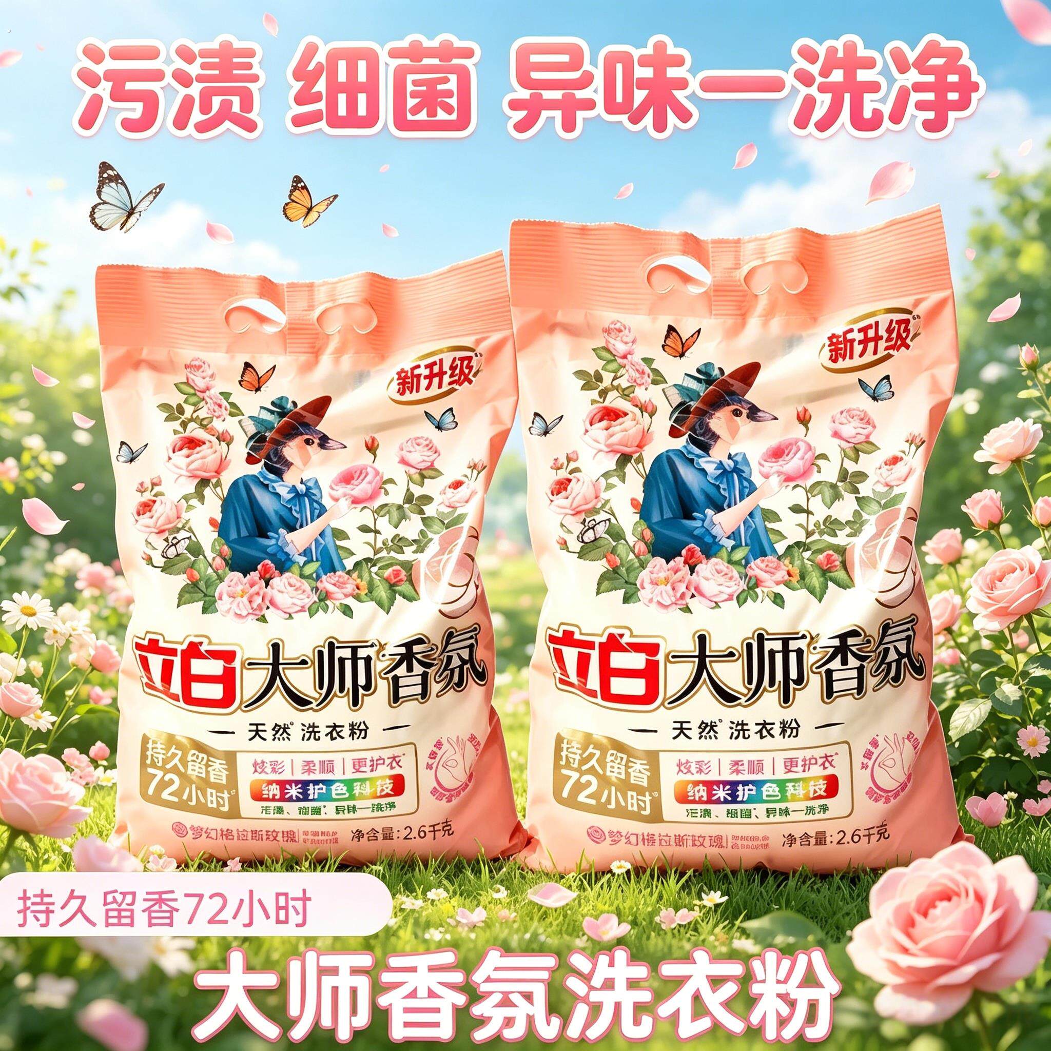新款大师香氛洗衣粉宿舍持久留香72小时天然洁净护衣柔顺低泡易票