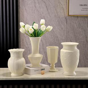 新中式轻奢大号大口径高级感摆件客厅插花瓷瓶景德镇陶瓷花瓶圆形