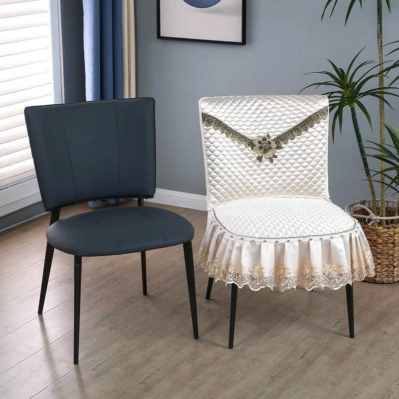 轻奢方形靠背弧形椅子套罩全包四季通用米色异形餐桌椅凳子套椅套