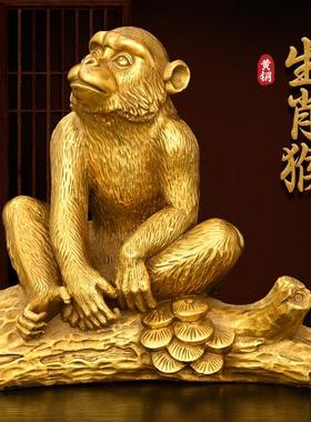 纯铜猴桌面摆件 猴子风水家俱工艺礼品摆饰装饰品摆设 十二生肖猴