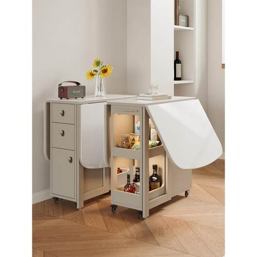 小尺寸折叠餐桌小公寓家庭餐桌功能存储可移动客厅沙发侧实木桌子