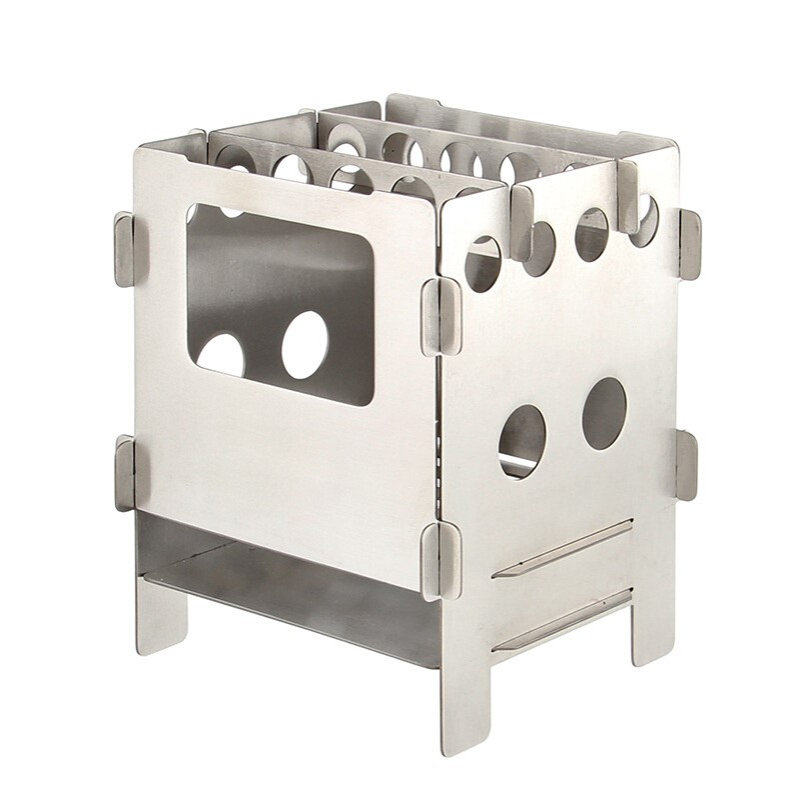 户外野营不锈钢多插卡式炉子便携轻便可拆卸防风柴火炉WS013