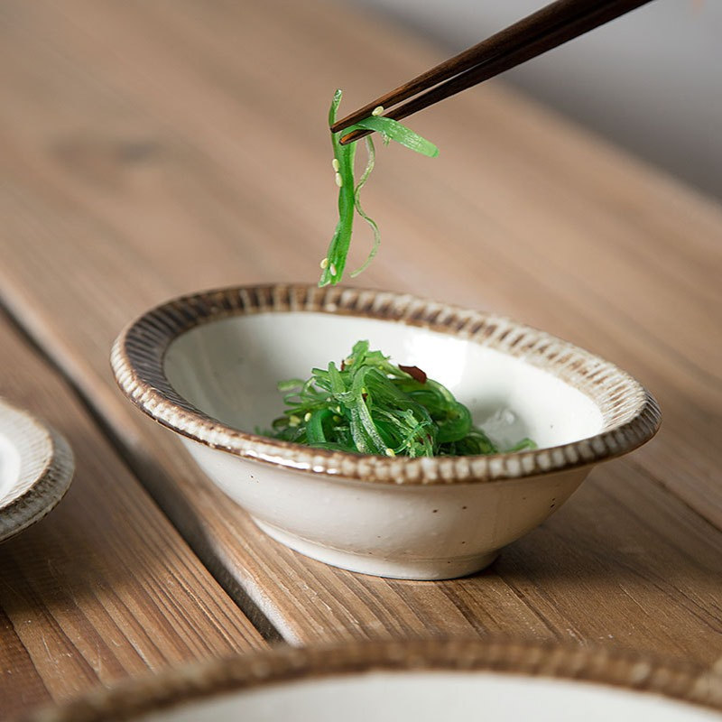 日本进口美浓烧渕錆粉引复古风粗陶简约盘子日式家用陶瓷餐具批发