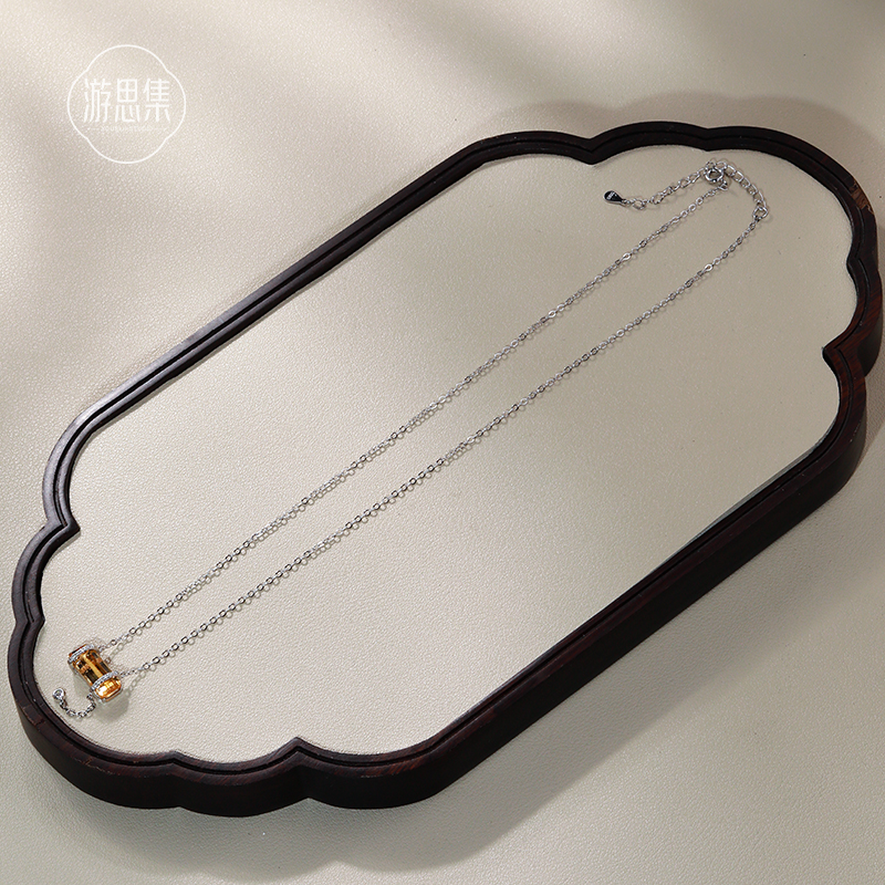 游思集天然招米巴西黄水晶S925银项链女款正品高级感新款爆款吊坠