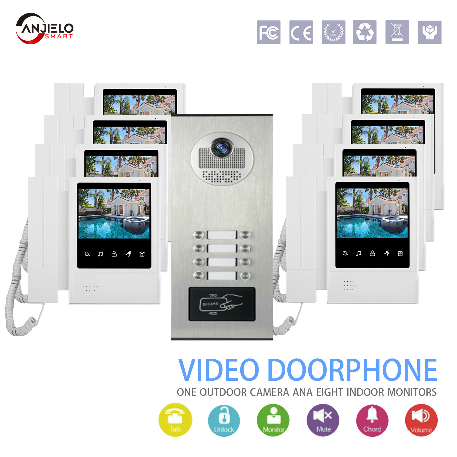 anjielosmart可视楼宇对讲门室内机套装小区单元门门禁系统设备