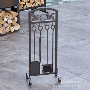 风格 铁艺壁炉工具套装 火炉重型刷柴火钳铲四件套欧式