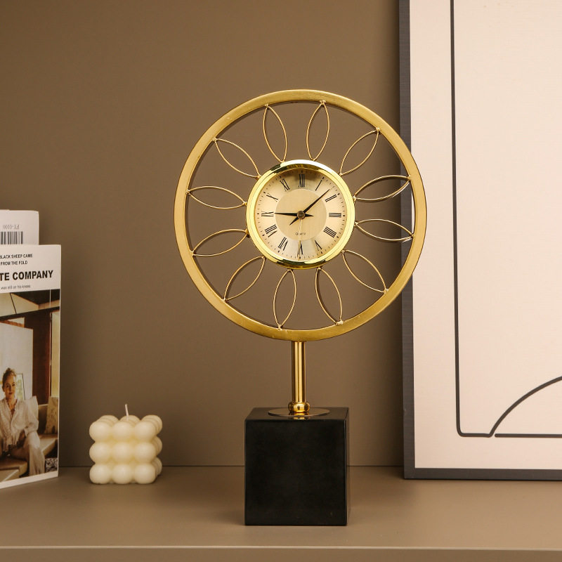现代简约座钟客厅钟表摆件家用时尚机械时钟摆放创意个性家居台钟