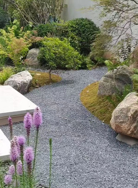 黑色砾石水洗石日式庭院枯山水碎石子深灰色洗米石子黑色石子石头