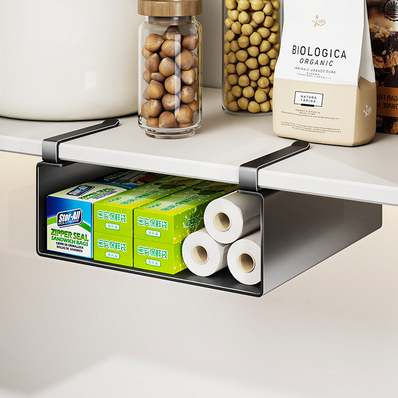 吊柜下悬挂置物架橱柜厨房柜子多功能倒挂式桌下挂篮保鲜膜收纳架,收纳整理,整理架/置物架/收纳架,淘宝优惠券,粉丝福利购,淘宝优惠卷