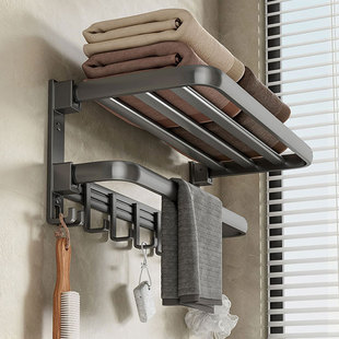 卫生间毛巾架免打孔浴室置物架洗澡厕所挂杆洗手间毛巾挂架浴巾架