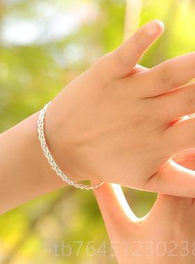 高档兮原创惜手工990纯银手镯传统气编丝细镯子古风约简质慵懒银