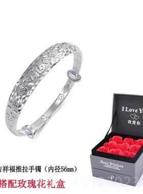 高档福祥纯银手镯妈女款吉9999足银老人传承老凤银镯子送妈银饰母