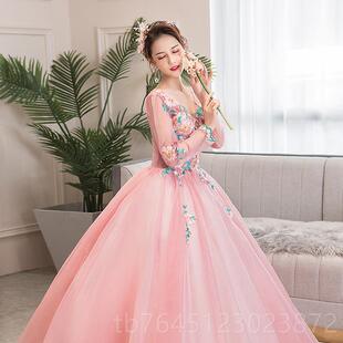 高档晚礼服204款2艺考独唱演出服蓬蓬裙显瘦大码主长袖美新声持人