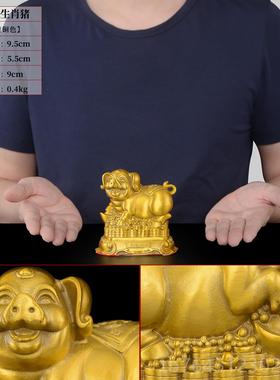 高档铜猪摆祥物黄铜金猪财猪客厅办公件室吉肖猪金钱猪存钱罐工艺