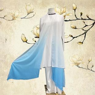 高档男童舞逸中国风女飘童水墨古典演出服舞剑强太极舞蹈服少年扇
