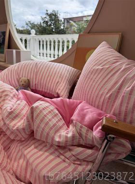 高档A面色织水洗棉提B牛奶绒灰色件套1.5花四m1.版8秋冬舒适保暖