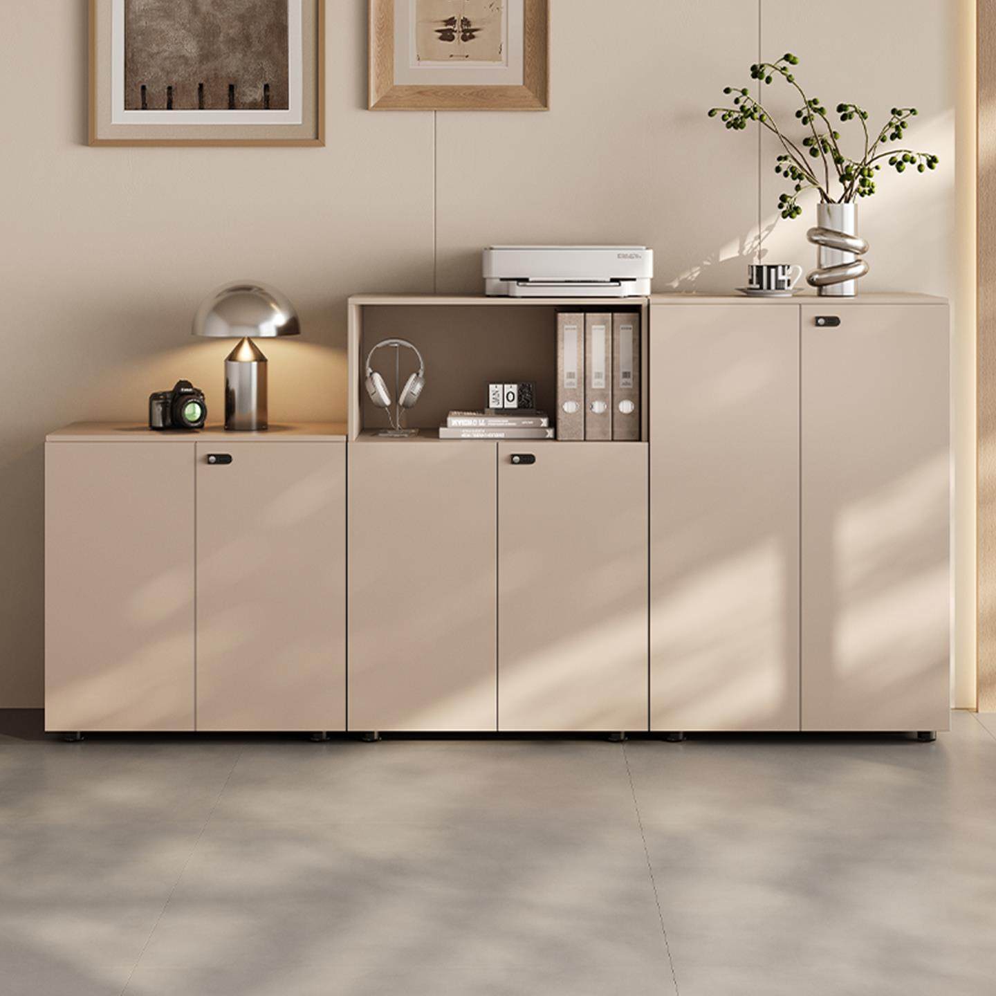 办公室矮柜文件柜木会议室茶水柜隔断柜办公带锁资料储物柜打印机