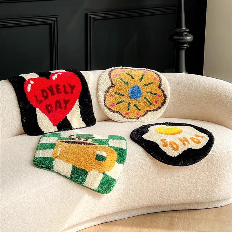 坐垫原创簇绒圆形座椅冬季汽车椅子垫家用可爱植绒加厚防滑餐椅垫