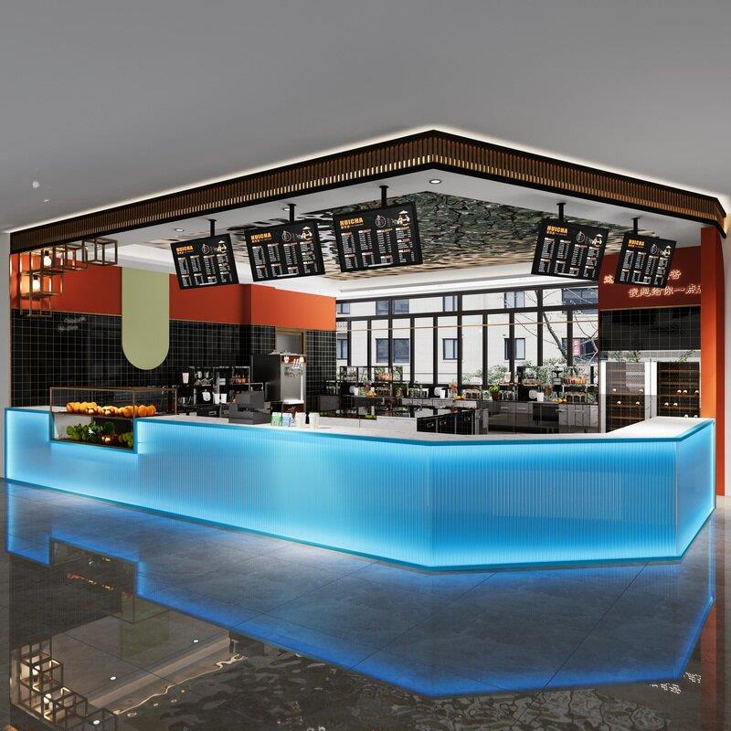 工业风发光创意工业风酒吧吧台收银台转角健身房网咖吧台前台接待