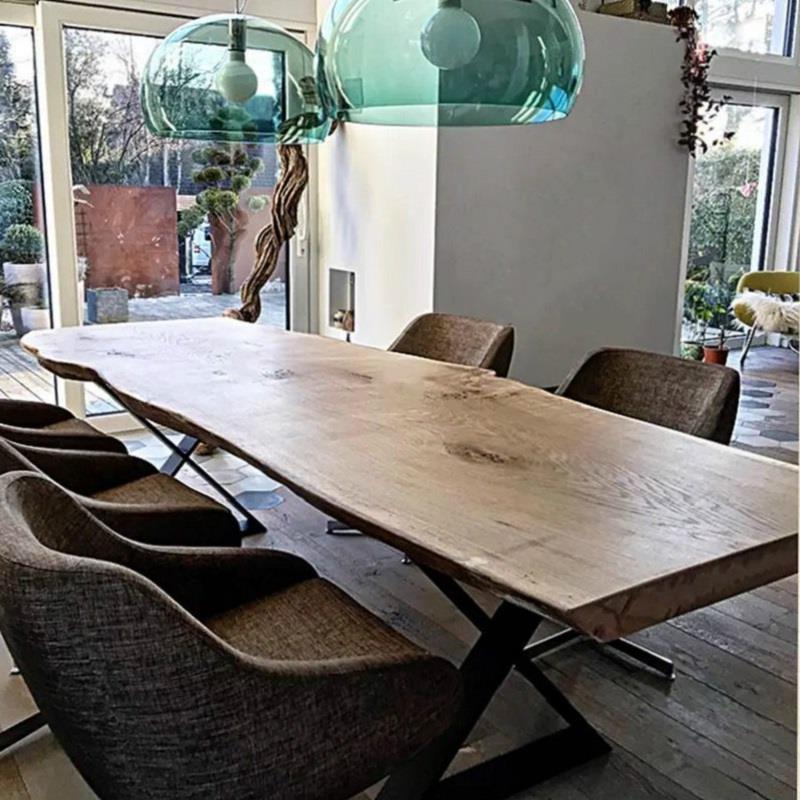 loft原木大板会议桌长桌工业风电脑办公桌美式工作台设计师展示桌